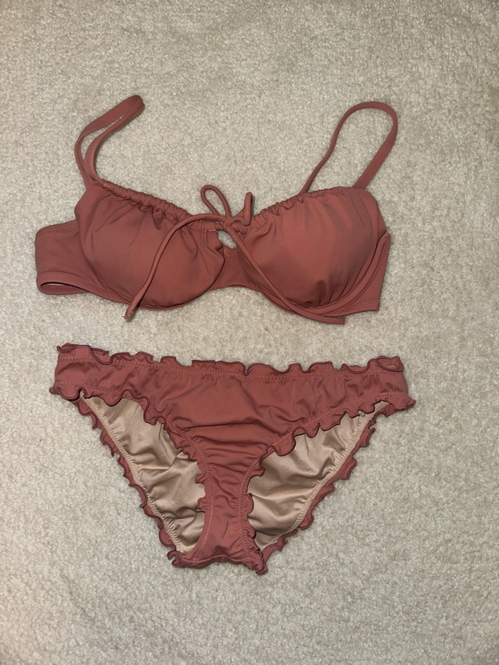 Women’s Ruffle Bikini Set in Dusty Rose